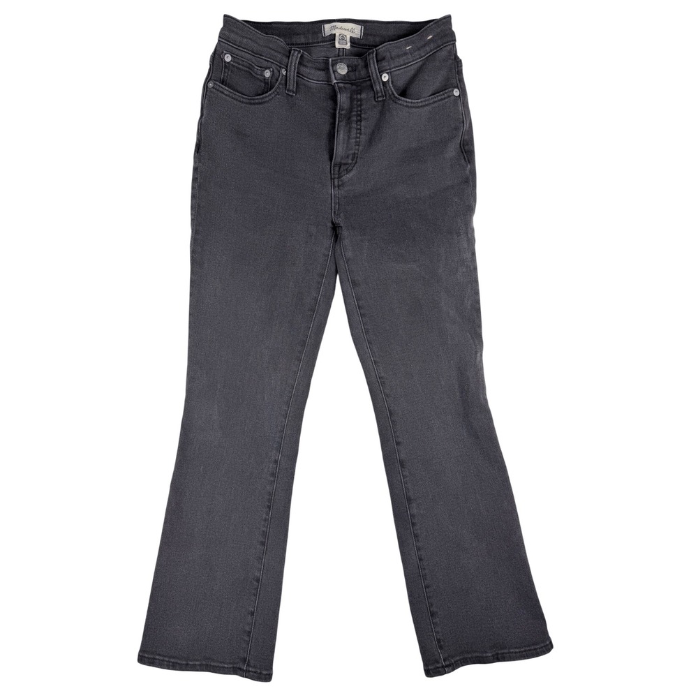 Madewell Mid-Rise Kick Out Jeans Washed Black‎ Cropped Flare 26 CKP477466759